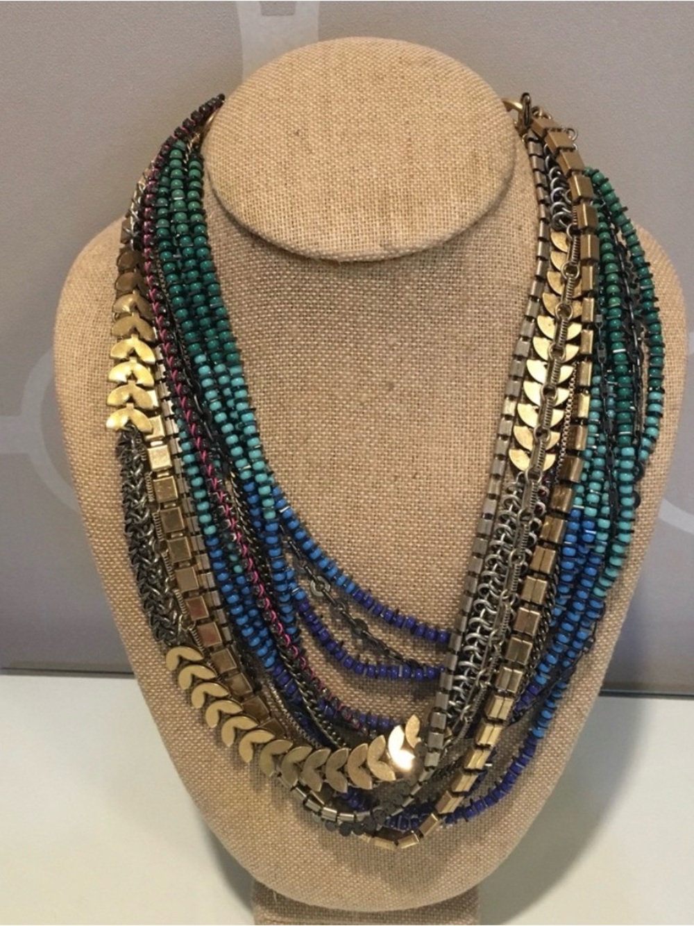 Stella and Dot Multi-Strand Turquoise & Blue Bead Layered Necklace